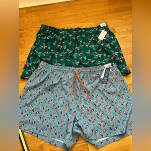 2 pair Caribbean Joe Flamingo Swim Shorts trunks NWT
